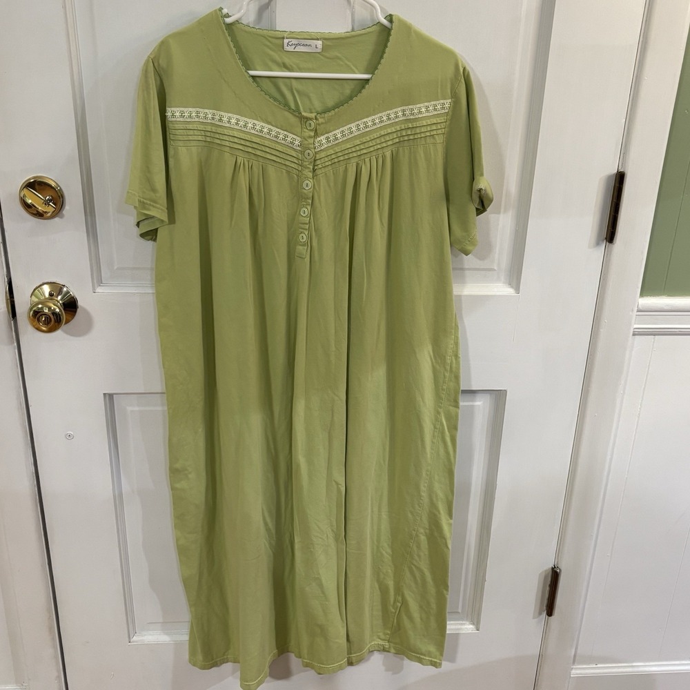 Vintage Style Keyocean Large Women's Nightgown Sage Color